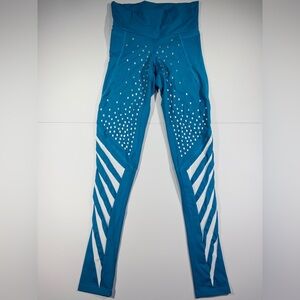 Labellamafia High-Waisted Athletic Leggings Blue Reflective Detail